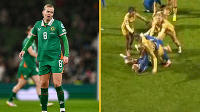 Ireland star get sent off for hugely dangerous neck throw in Cup win